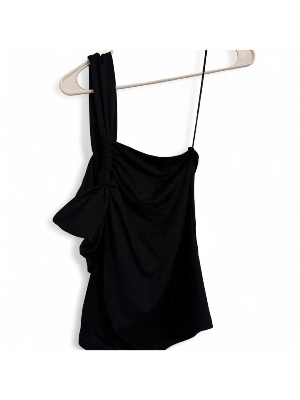 Abercrombie & Fitch Chic Black Off the Shoulder Asymetrical Twist Top Size XL